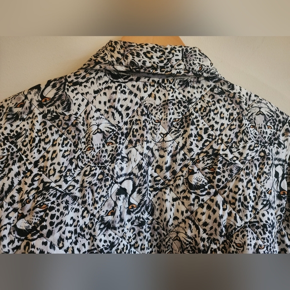 Vintage 80s 90s Silk Snow Leopard Quilted Anna & Frank Reversible Jacket L - Picture 8 of 9